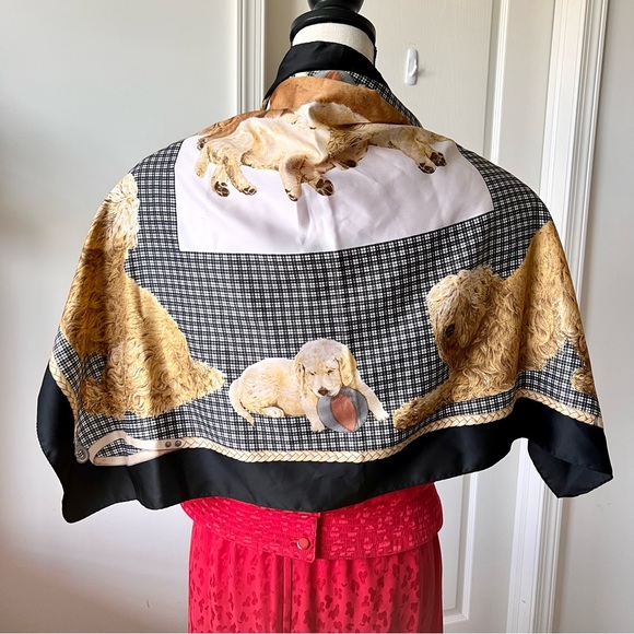 Vintage SYMPHONY SCARFS Dog Print Collectible Square Scarf—OS - Picture 7 of 13